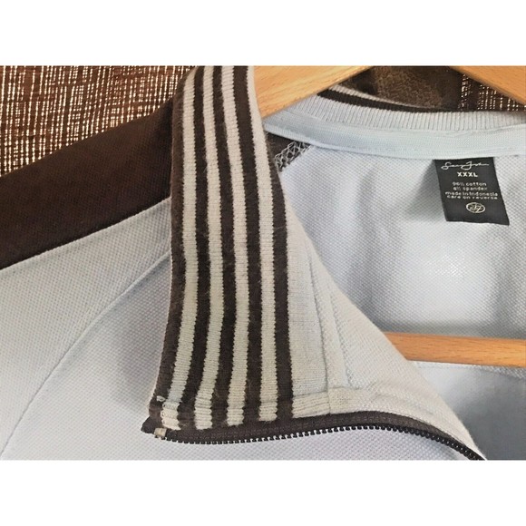 Sean John Mens XXXL 3XL Light Blue Brown Quarter Zip Sweatshirt - Picture 11 of 14